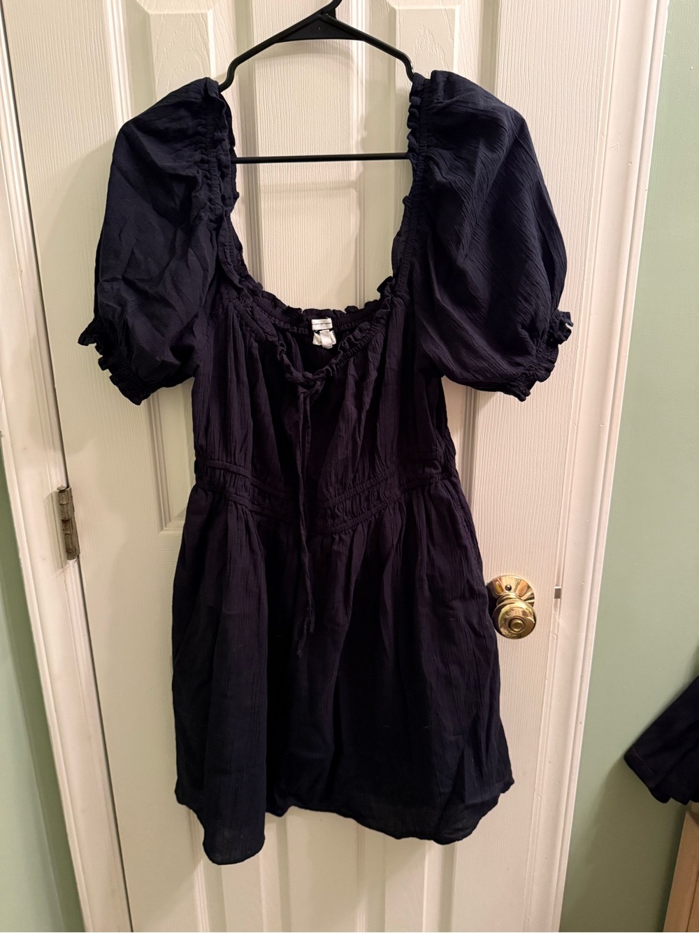 aerie Black Puff-Sleeve Mini Dress